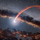 Artist concept of a black hole eating a star